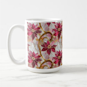 Mug Bourgeons dorés Bourgogne Rose Poinsettias de Noël