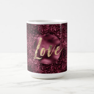 Mug Bourgogne Empreinte de léopard Gold Love