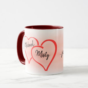 Mug Bourgogne et Blush Deux Coeurs Nouveaux mariés Kee