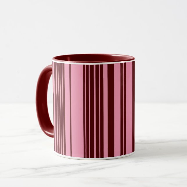 Mug Bourgogne et motif à rayures roses  (Devant gauche)