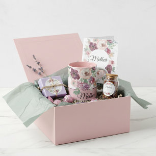 Mug Bourgogne et rose aquarelle florale personnalisabl