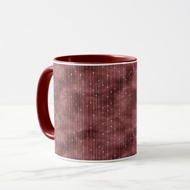 Mug Bourgogne Rayures Rouges et Blanches Saint-Valenti (Devant gauche)