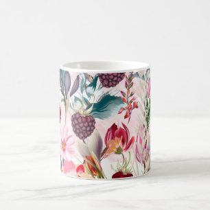 Mug Bourgogne Rouge Rustique Fleurs Florales Nature