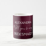 Mug Bourgogne violet moderne et chic Bridesmaid<br><div class="desc">Burgundy Purple Faux Moderne et Girly Faux Metallic Acier Inoxydable Élégant Serez-vous ma demoiselle d'honneur? Coffee Cup ou Mug pour un beau cadeau à donner à votre femme de chambre. Si vous avez besoin d'autres articles correspondants,  veuillez contacter le concepteur.</div>