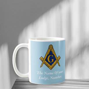Mug Boussole maçonnique bleue et blanche de franc-maço