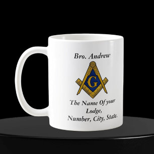 Mug Boussole maçonnique noire et blanche de franc-maço