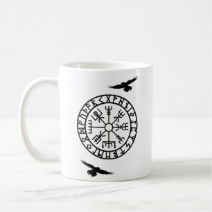 Mug Boussole nordique, runes, Huginn, Muninn, Viking