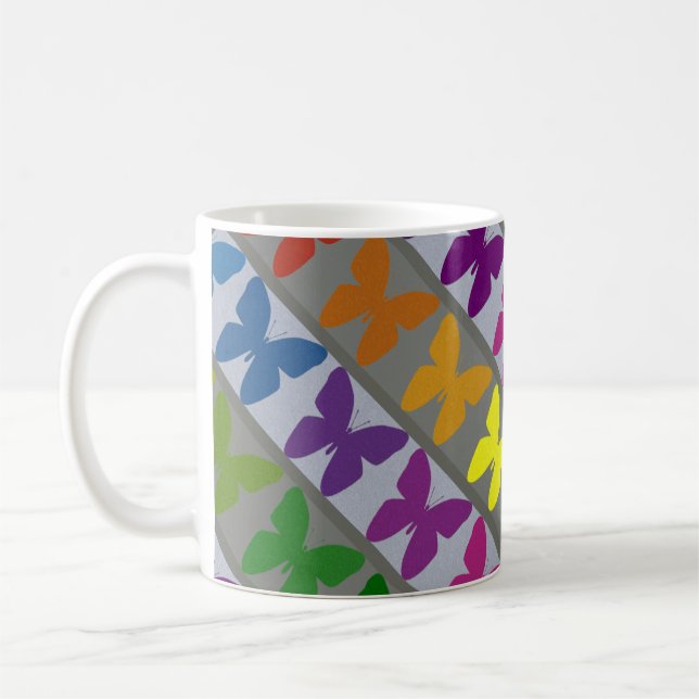 Mug Bouteille à café design papillon coloré (Gauche)