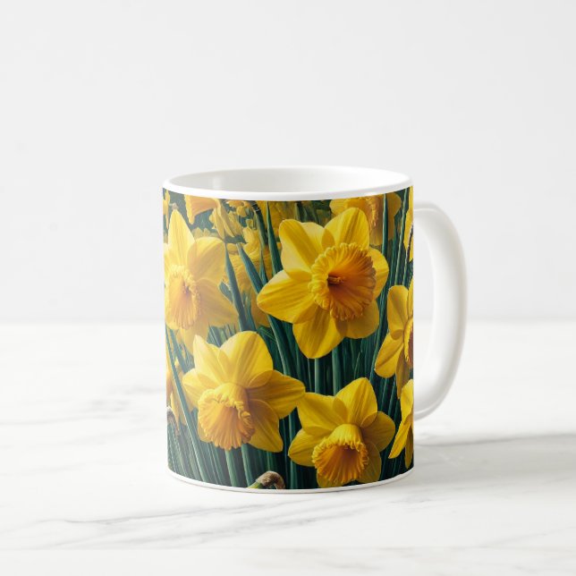 Mug Bouteille à fleurs aux jonquilles jaune vif (Devant droit)