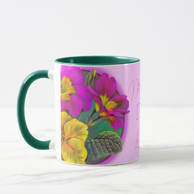 Mug Bouteille cadeau d'art floral Primula (Gauche)