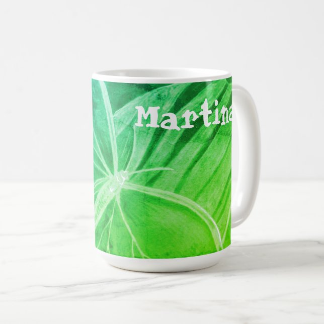 Mug Bouteille de café à papillon vert personnalisé (Devant droit)