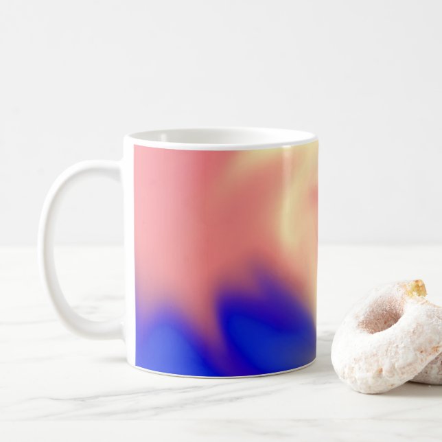 Mug Bouteille de café avec pêche, jaune et bleu (Avec donut)
