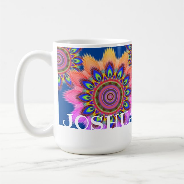 Mug Bouteille de café BOHO initiale personnalisée moti (Gauche)