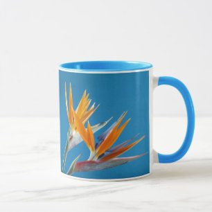 Mug Bouteille de café de fleurs tropicales bleues
