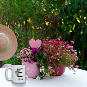 Mug Bouteille de café de retraite monogramme de fleur