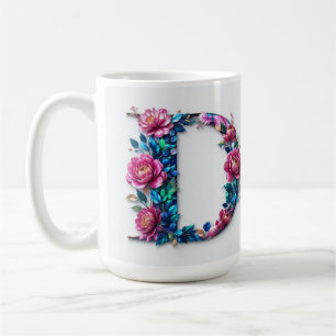 Mug Bouteille de café lettre D fleurie