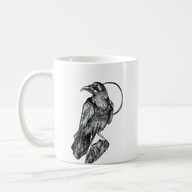 Mug Bouteille de Dessin de corbeau (Gauche)