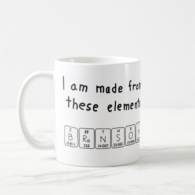 Mug Bouteille de nom de table périodique Branson (Gauche)