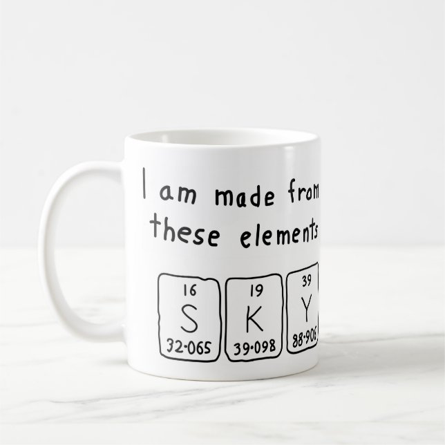 Mug Bouteille de nom de table périodique Sky (Gauche)
