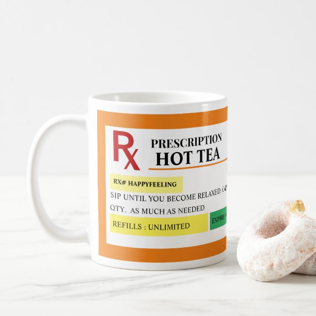 Mug Bouteille de prescription de thé chaud (Avec donut)