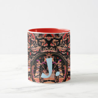 Mug Bouteille de vélos Abstraits avec Monogramme