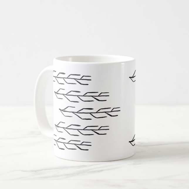 Mug Bouteille d'eau de la branche d'encre monochrome (Devant gauche)