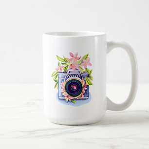 Mug Bouteille d'eau florale d'appareil photo vintage