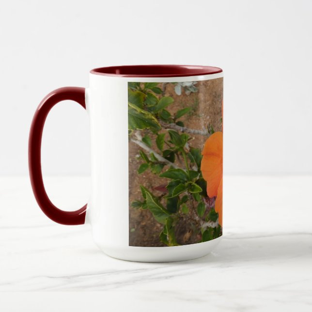 Mug Bouteille d'Hibiscus orange - choisir style et cou (Gauche)