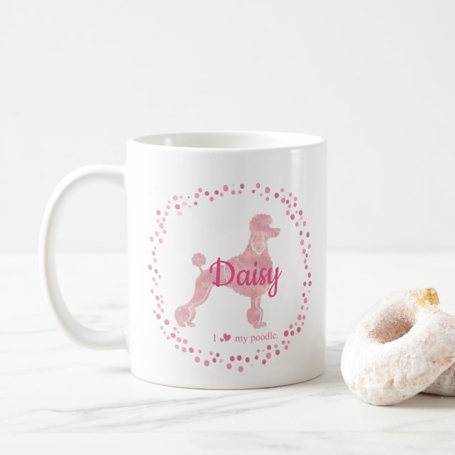 Mug Bouteille Pastel Rose Poodle Pastel personnalisé S (Avec donut)