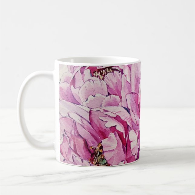 Mug Bouteille rose à motifs floraux (Gauche)