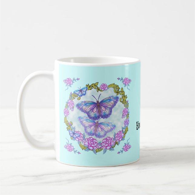 Mug Bouteille Rose papillon (Gauche)