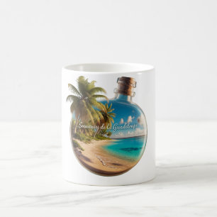 Mug Bouteille Souvenir Guadeloupe: Plage Tropicale