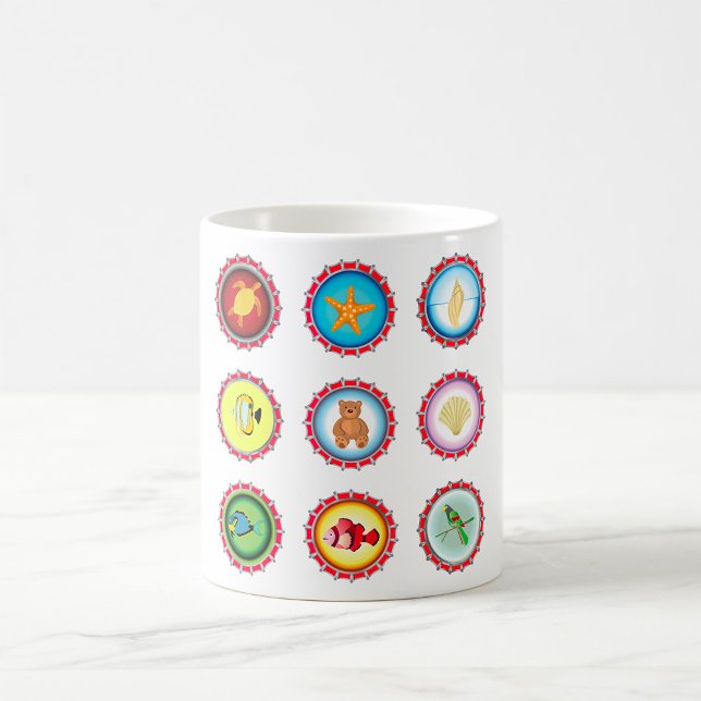 Mug Bouteille Tropicale Casquettes Design Océan et Fau (Créateur téléchargé)