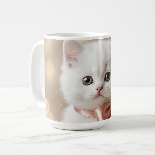 Mug Boutique Élégant Chaton Blanc (Devant gauche)