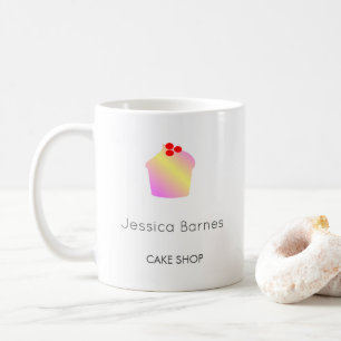 Mug Boutique pâtisserie silhouette de cupcake blanc