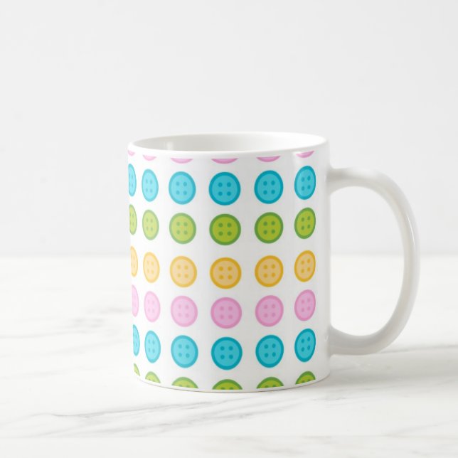 Mug Bouton bleu rose jaune motif accessoires tendance (Droite)