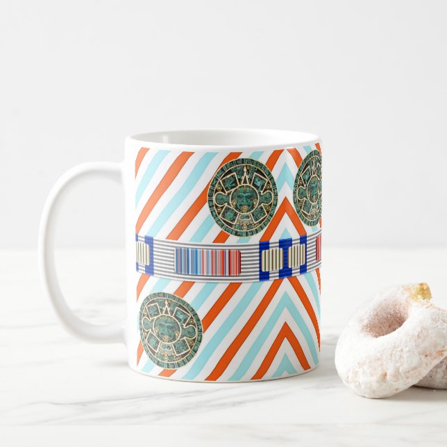 Mug Bouton d'aztèque orange (Avec donut)