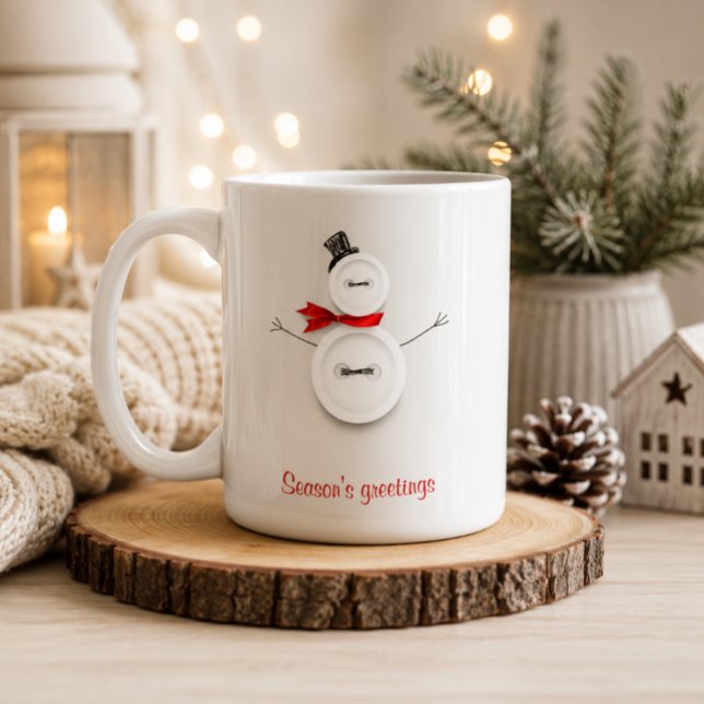 Mug Bouton de salutations de saison Bonhomme de neige  (Créateur téléchargé)