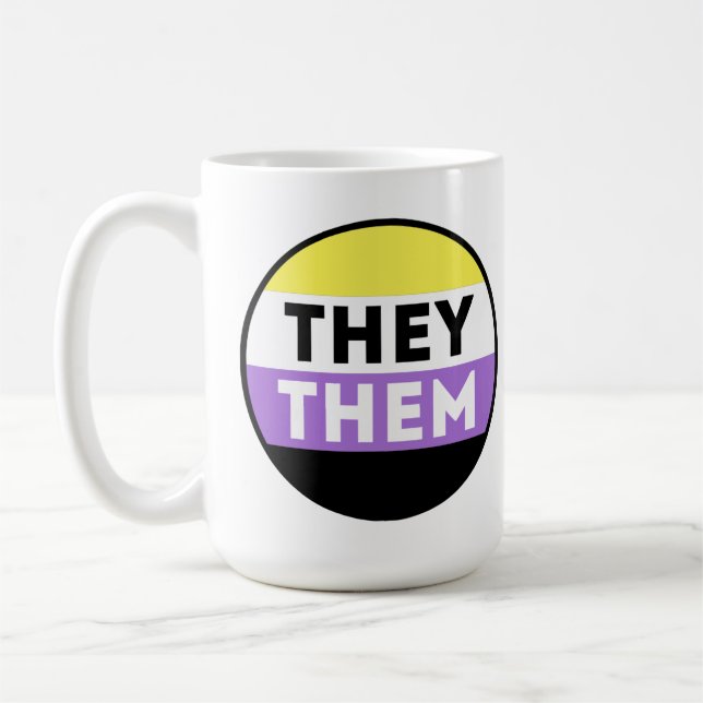 Mug Bouton Pronoms Non Binaires - Ils Eux (Gauche)