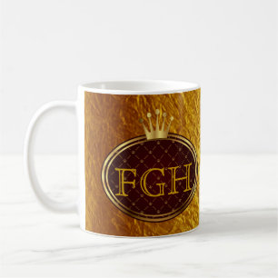 Mug Bouton RETRO GOLD CROWNS + votre monogramme