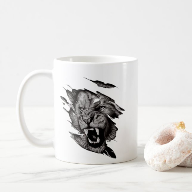 Mug Bouton T-shirt Lion (Avec donut)