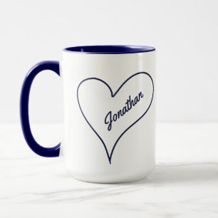Mug Boutons de nom personnalisé Simple Heart