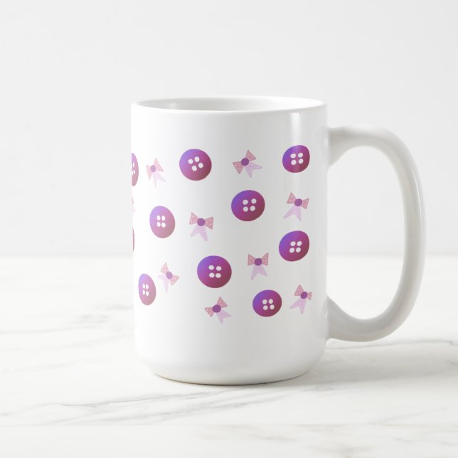 Mug Boutons et rubans violets et roses (Droite)