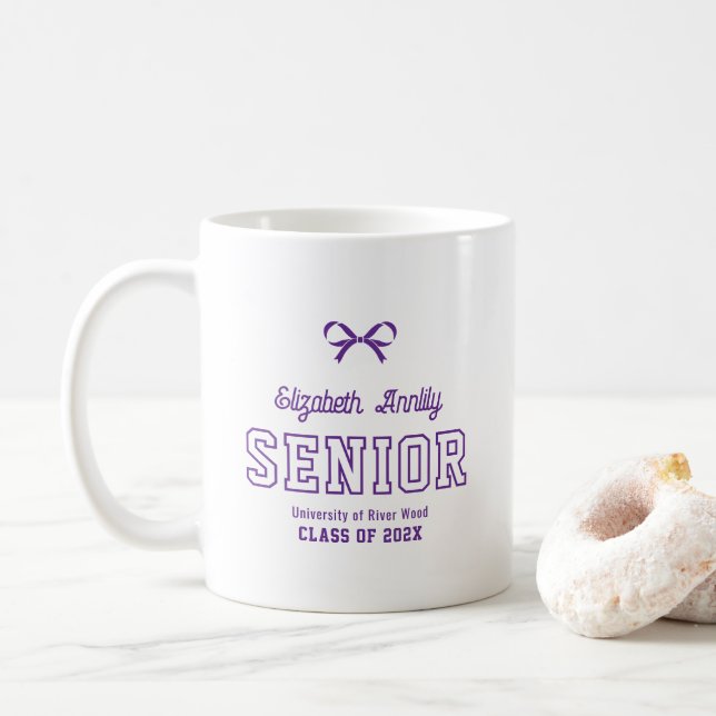 Mug Bow Senior Custom Année Script Diplômé Collège  (Avec donut)