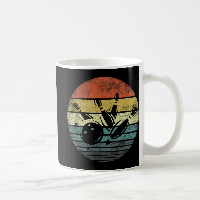 Mug Bowler Cadeaux Retro Sunset Bowling Ball Silhouett (Droite)