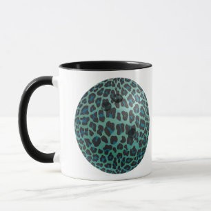 Mug Bowling Ball Leopard Turquoise