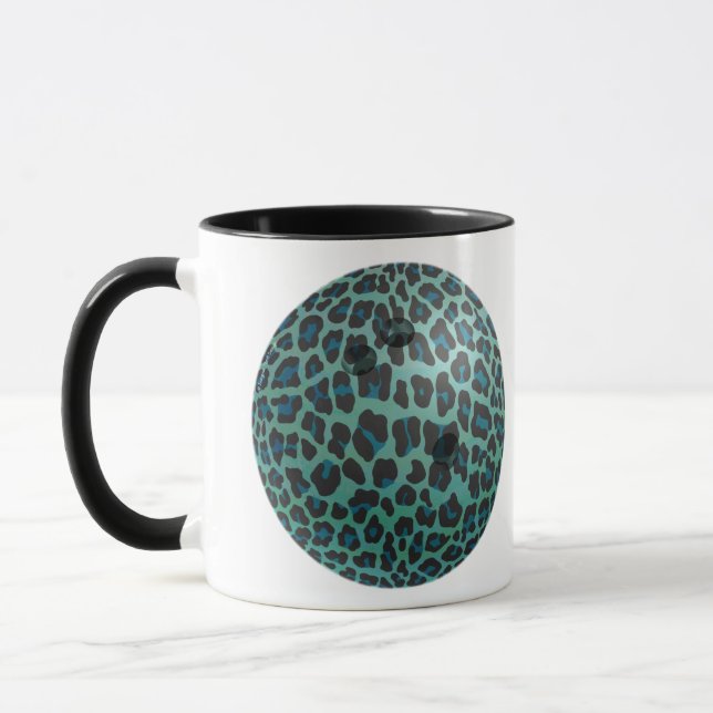 Mug Bowling Ball Leopard Turquoise (Gauche)