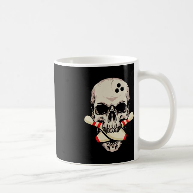 Mug Bowling Pins Retro Skull Skeleton Head Bowling Bal (Droite)