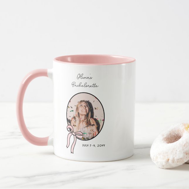 Mug Bows & Babes Bachelorette Rose Girl Photo personna (Avec donut)