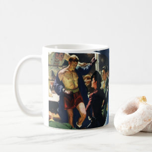 Mug Boxe de sports vintages, Boxer quittant la ceintur